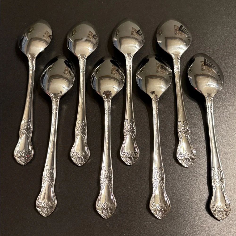 Portsmouth by Wallace Oval Silver Soup Spoons -8 pcs.